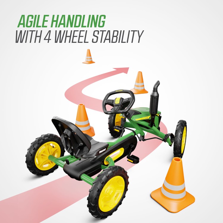 Kierownica gokarta BERG Buddy John Deere – regulowana wysokość, wygodne uchwyty i łatwe manewrowanie