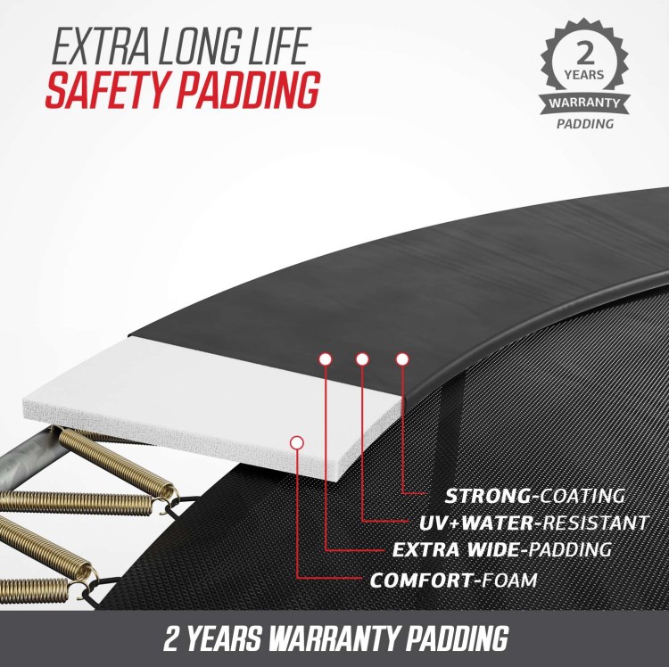 Zbliżenie na sprężyny TwinSpring w trampolinie BERG Elite 430 – Ukośne, wydłużone sprężyny TwinSpring zapewniają większą elastyczność i wyższe skoki, jednocześnie zmniejszając obciążenie stawów.